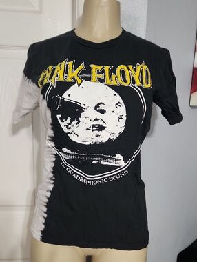 Pink Floyd Black and White Tie-Dye Kids Graphic Tee with Yellow Logo